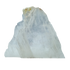AAA grade selenite standing slab from New Mexico, front view, broad triangular fan with pale blue-white fiber under a small ochre cap at the peak, 7.27 x 0.81 x 6.57 in, 1.71 pounds.