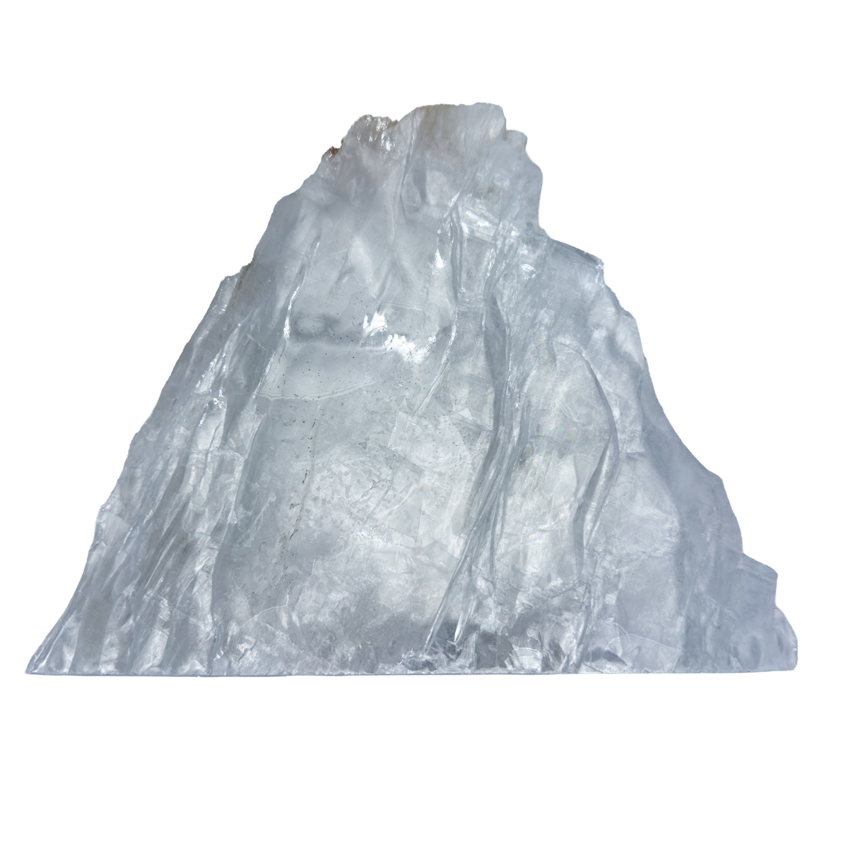 AAA grade selenite standing slab from New Mexico, alternate angle, translucent white gypsum fiber, specimen 75.