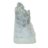AAA grade selenite standing slab from New Mexico, front view, tall stepped column with pale blue-white fiber with clean vertical striations, 3.83 x 1.49 x 7.40 in, 2.32 pounds.