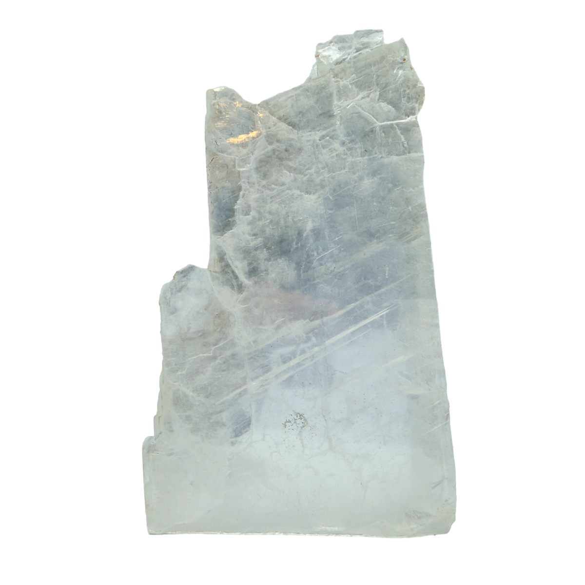 AAA grade selenite standing slab from New Mexico, reverse side, translucent white gypsum fiber, specimen 76.
