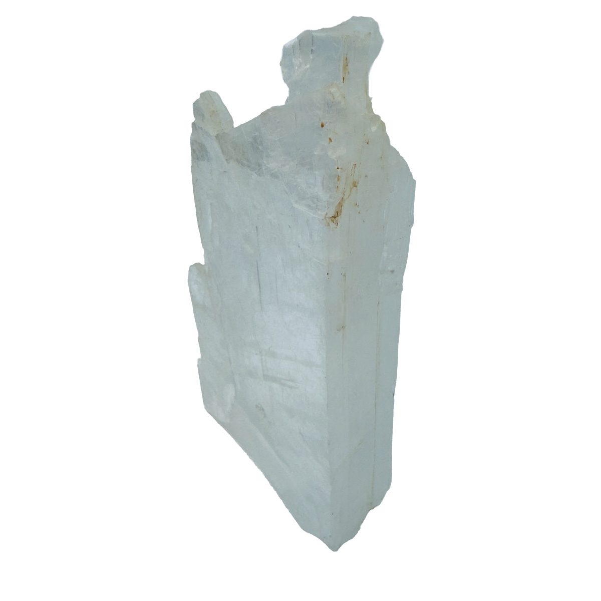 AAA grade selenite standing slab from New Mexico, further angle, translucent white gypsum fiber, specimen 76.