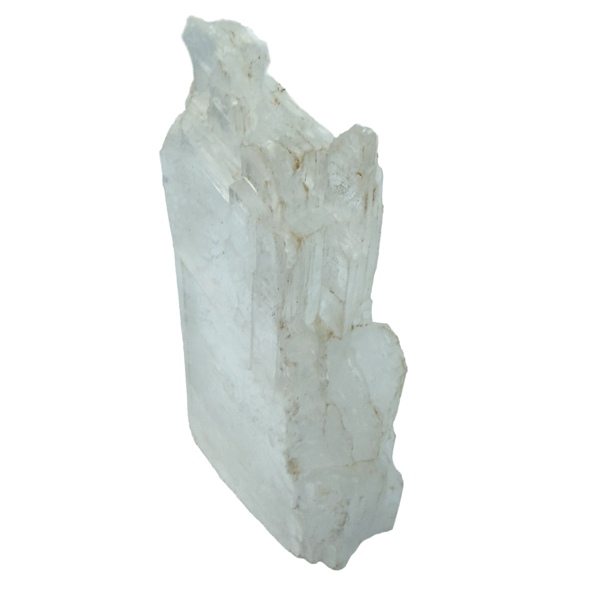 AAA grade selenite standing slab from New Mexico, right profile, translucent white gypsum fiber, specimen 76.