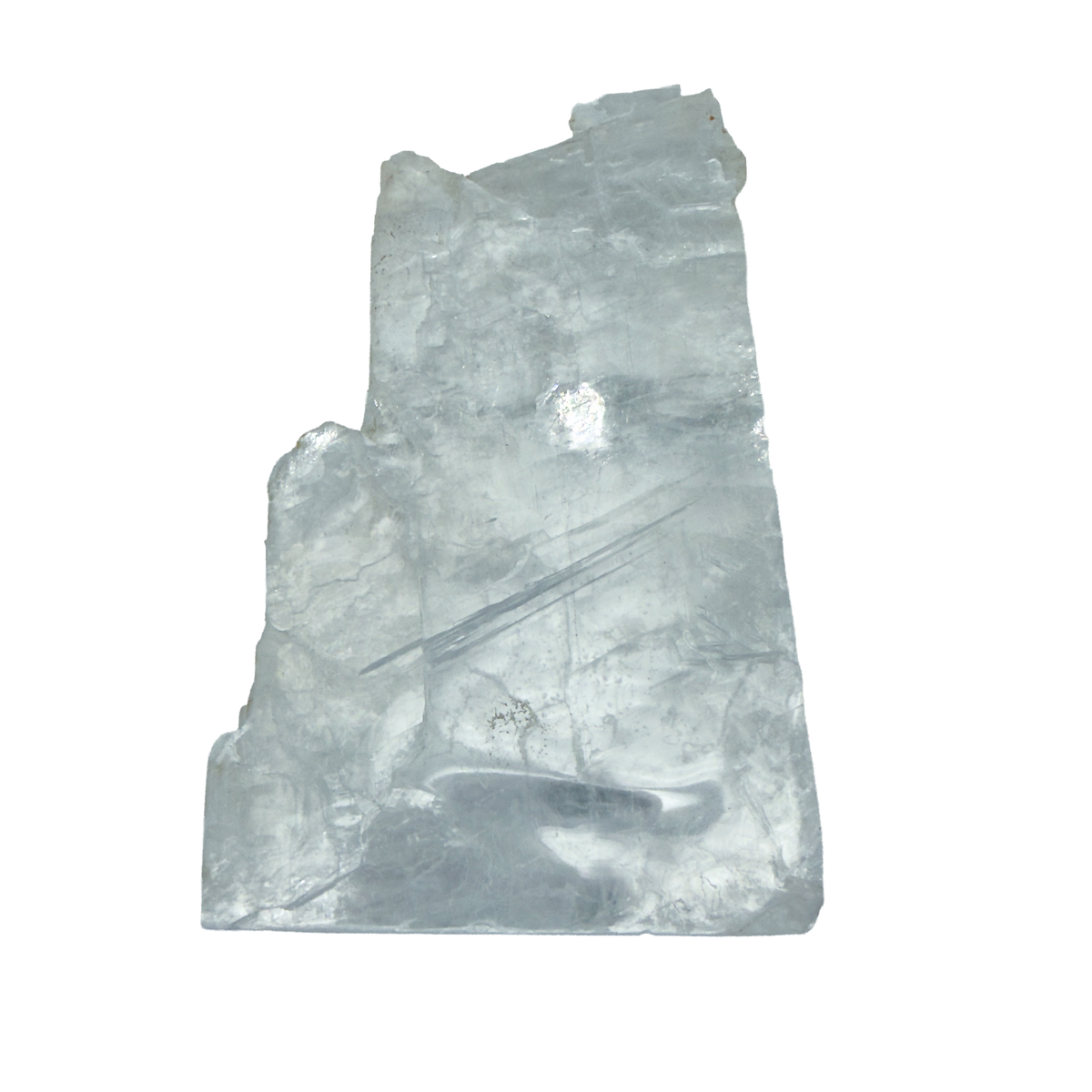 AAA grade selenite standing slab from New Mexico, alternate angle, translucent white gypsum fiber, specimen 76.