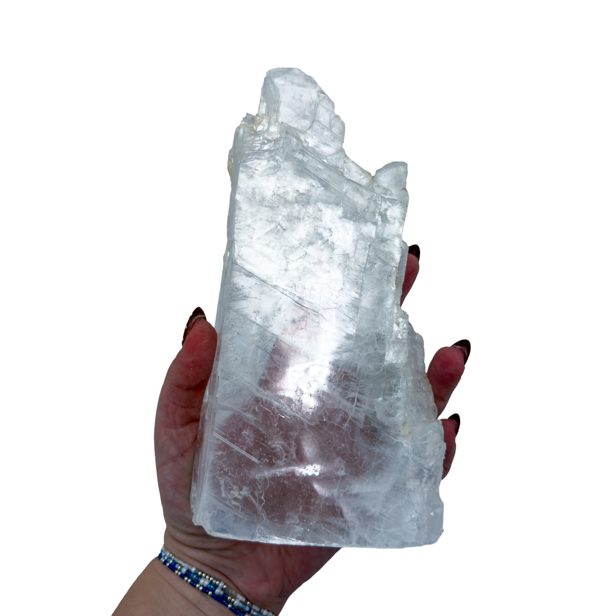 AAA grade selenite standing slab from New Mexico, additional view, translucent white gypsum fiber, specimen 76.