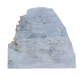 AAA grade selenite standing slab from New Mexico, front view, broad flat fan with pale gray fiber with small tan nodes along one edge, 8.89 x 0.88 x 8.38 in, 3.35 pounds.