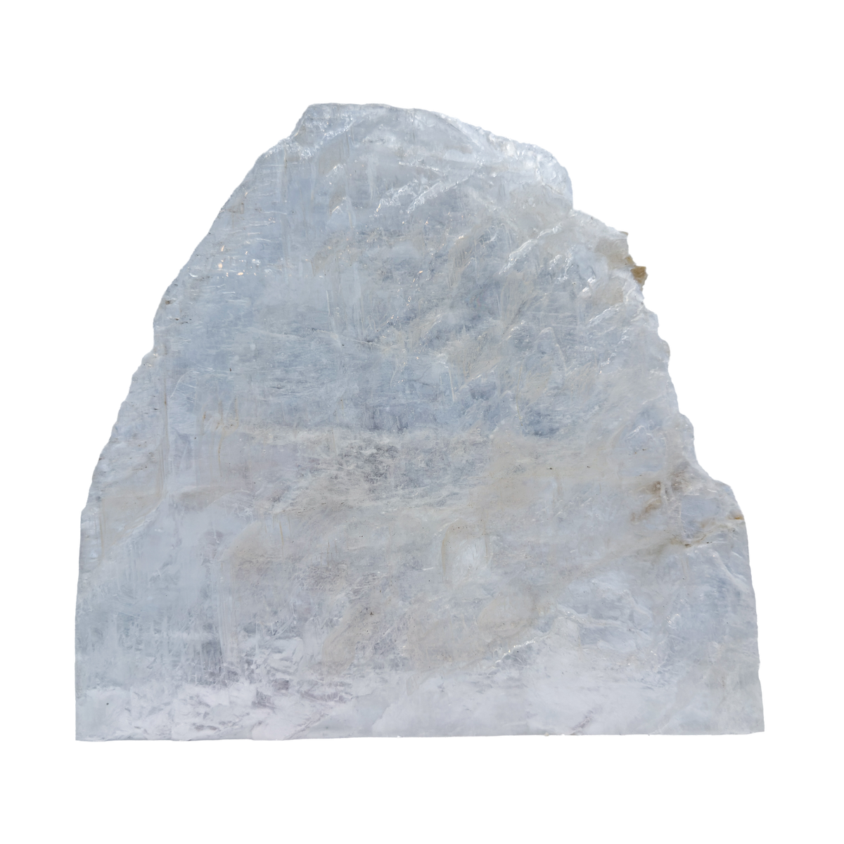 AAA grade selenite standing slab from New Mexico, reverse side, translucent white gypsum fiber, specimen 77.