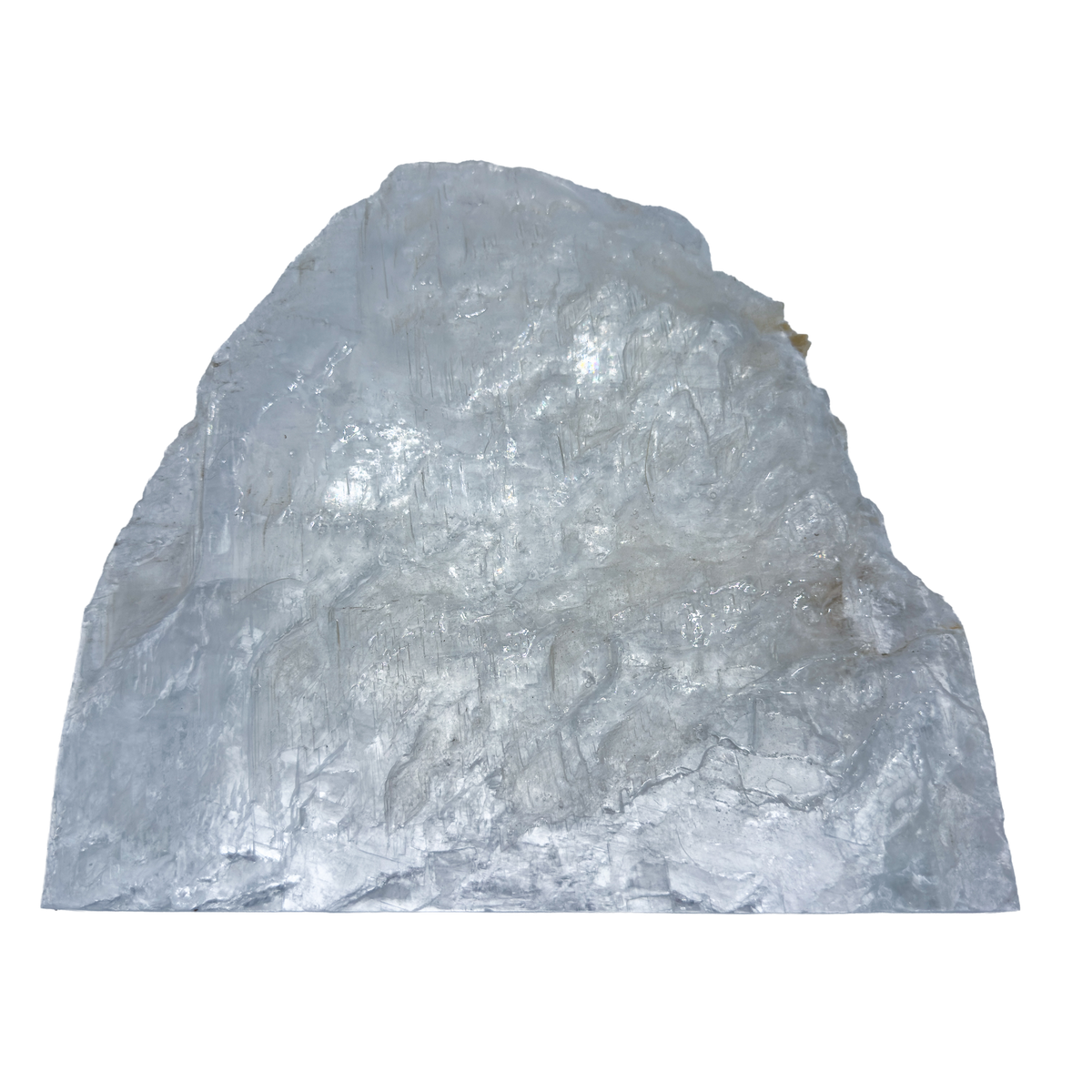 AAA grade selenite standing slab from New Mexico, right profile, translucent white gypsum fiber, specimen 77.