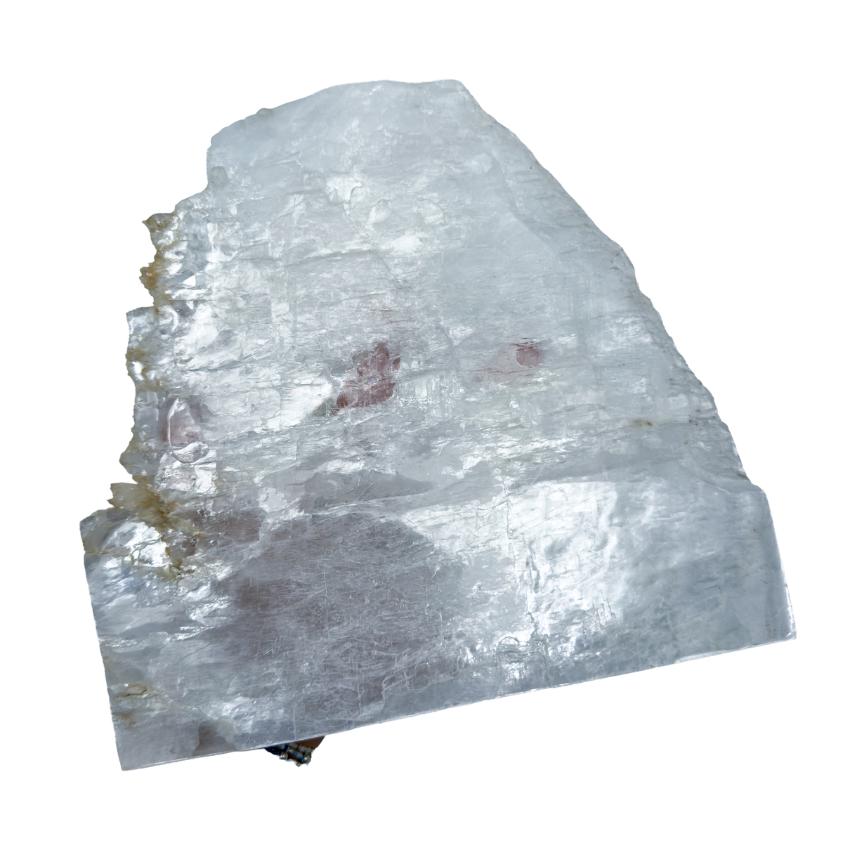 AAA grade selenite standing slab from New Mexico, alternate angle, translucent white gypsum fiber, specimen 77.