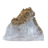 AAA grade selenite standing slab from New Mexico, front view, broad peak with a heavy ochre matrix crust across the whole top edge, 8.54 x 1.24 x 6.54 in, 2.77 pounds.
