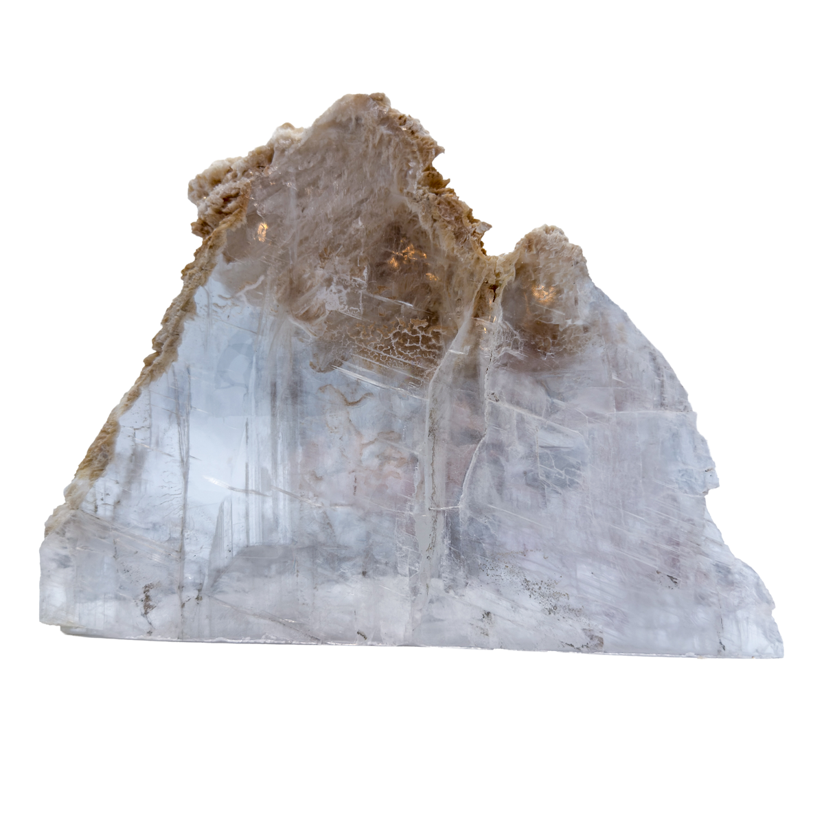 AAA grade selenite standing slab from New Mexico, reverse side, translucent white gypsum fiber, specimen 78.