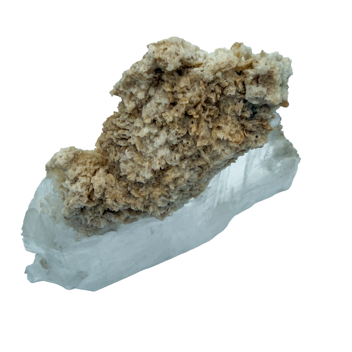 AAA grade selenite standing slab from New Mexico, detail of the fibrous surface, translucent white gypsum fiber, specimen 78.
