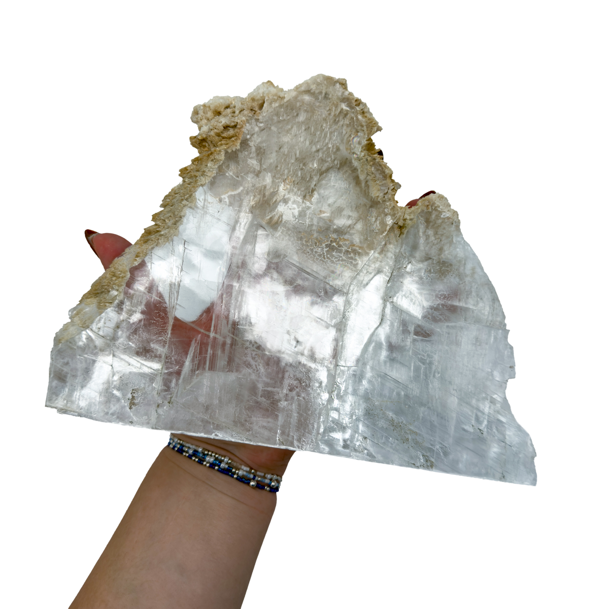 AAA grade selenite standing slab from New Mexico, additional view, translucent white gypsum fiber, specimen 78.