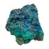 Single raw specimen where deep cerulean Shattuckite meets green Chrysocolla across one face, the transition between the two copper minerals clearly visible.