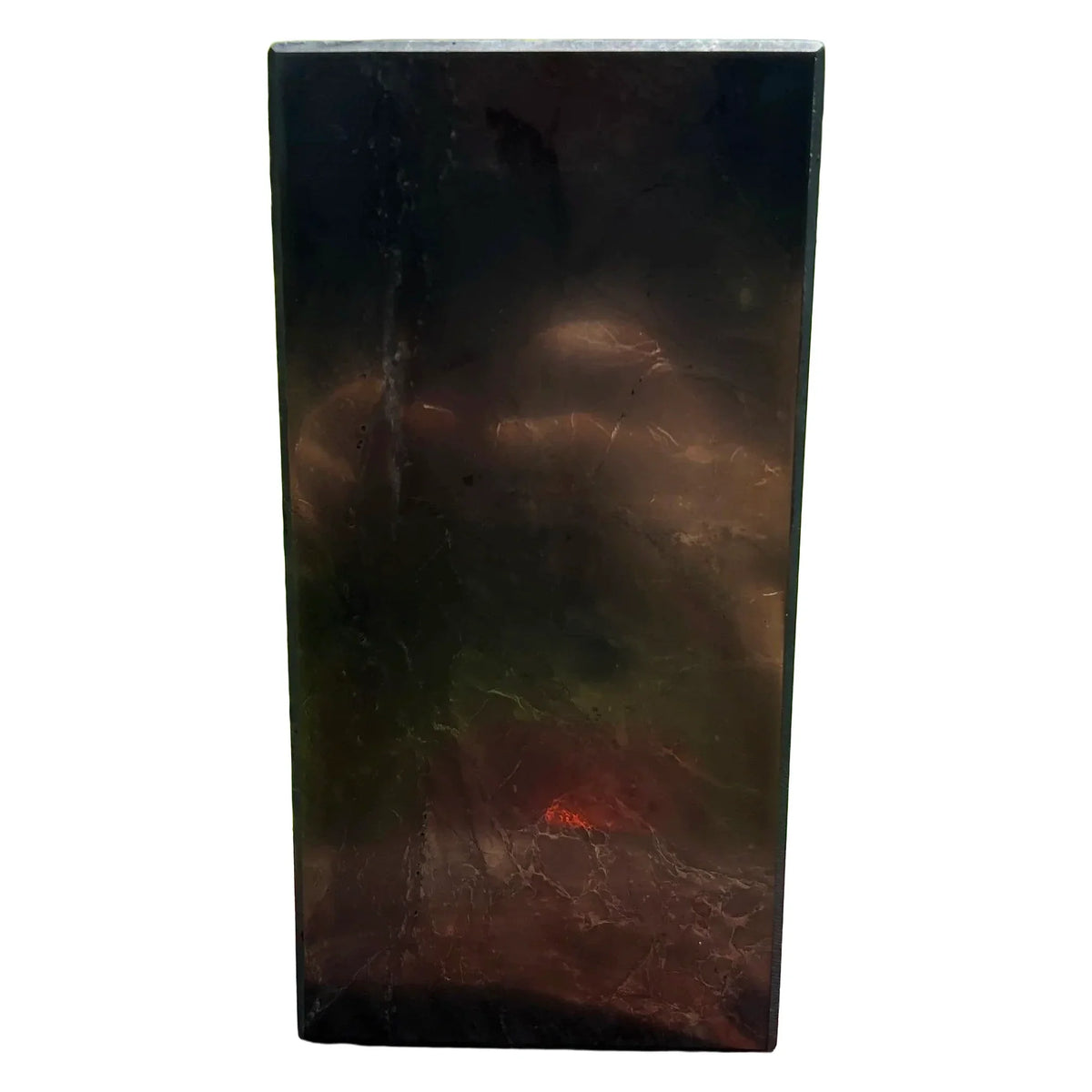 Opposite side of Shungite polished block, hand-selected from Republic of Karélia, Russia.