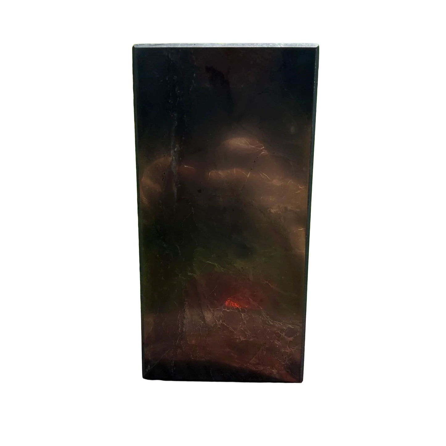 Opposite side of Shungite polished block, worked with for Protection, hand-selected from Republic of Karélia, Russia.