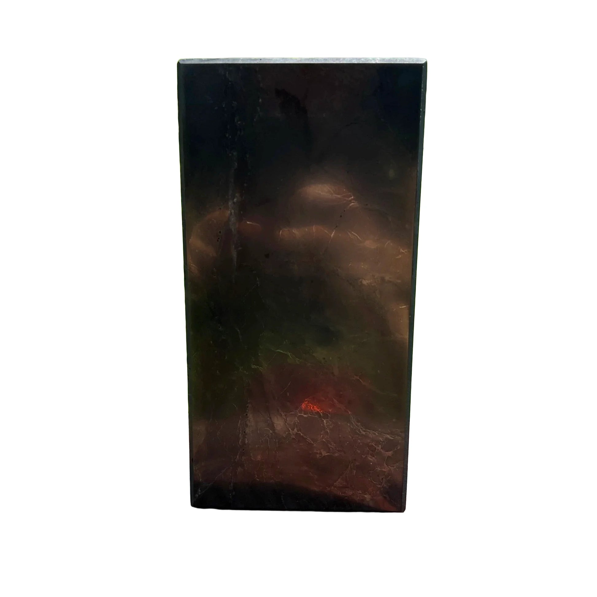 Opposite side of Shungite polished block, worked with for Protection, hand-selected from Republic of Karélia, Russia.