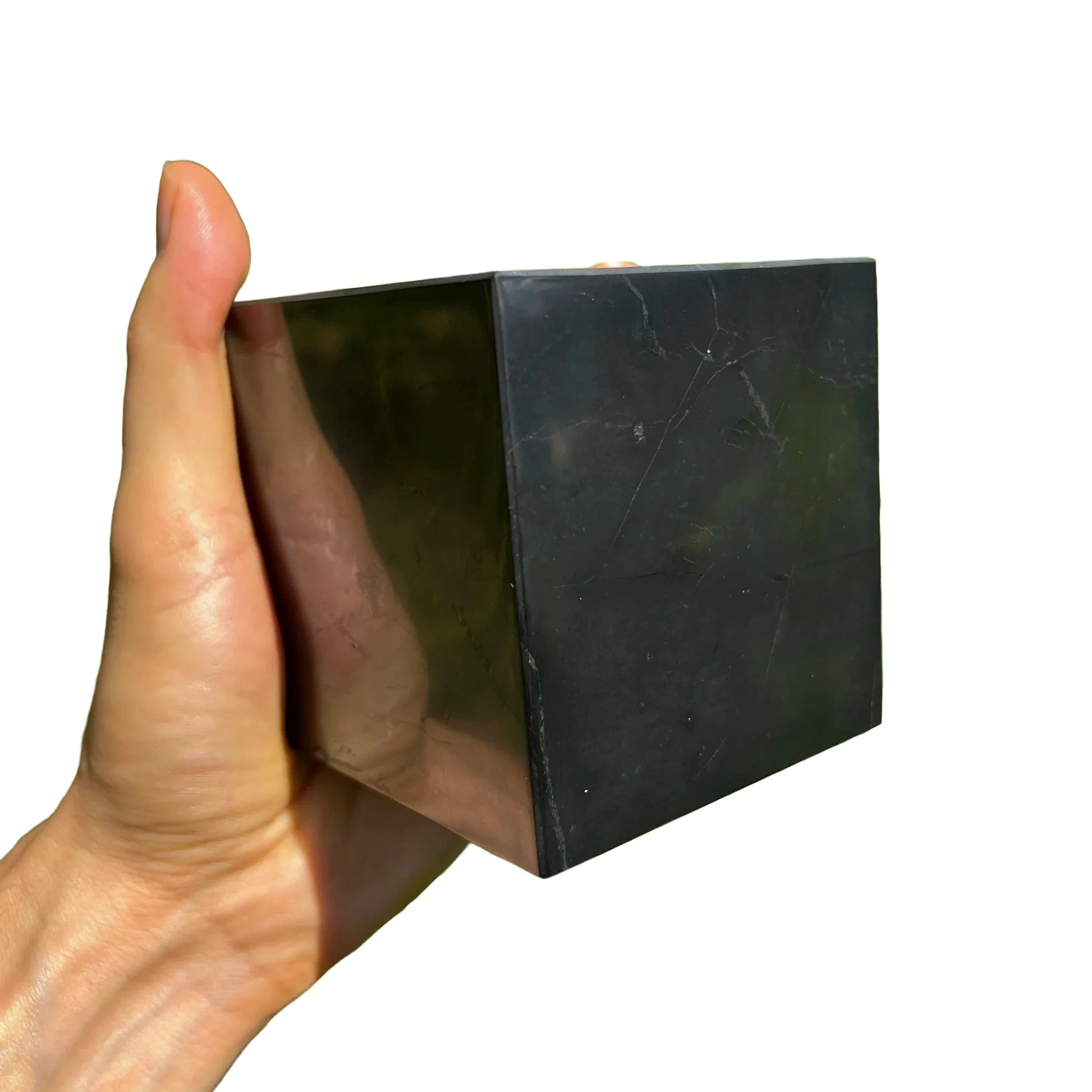 Detail shot of Grade Type III - Regular Grade Shungite polished crystals & decor under natural light