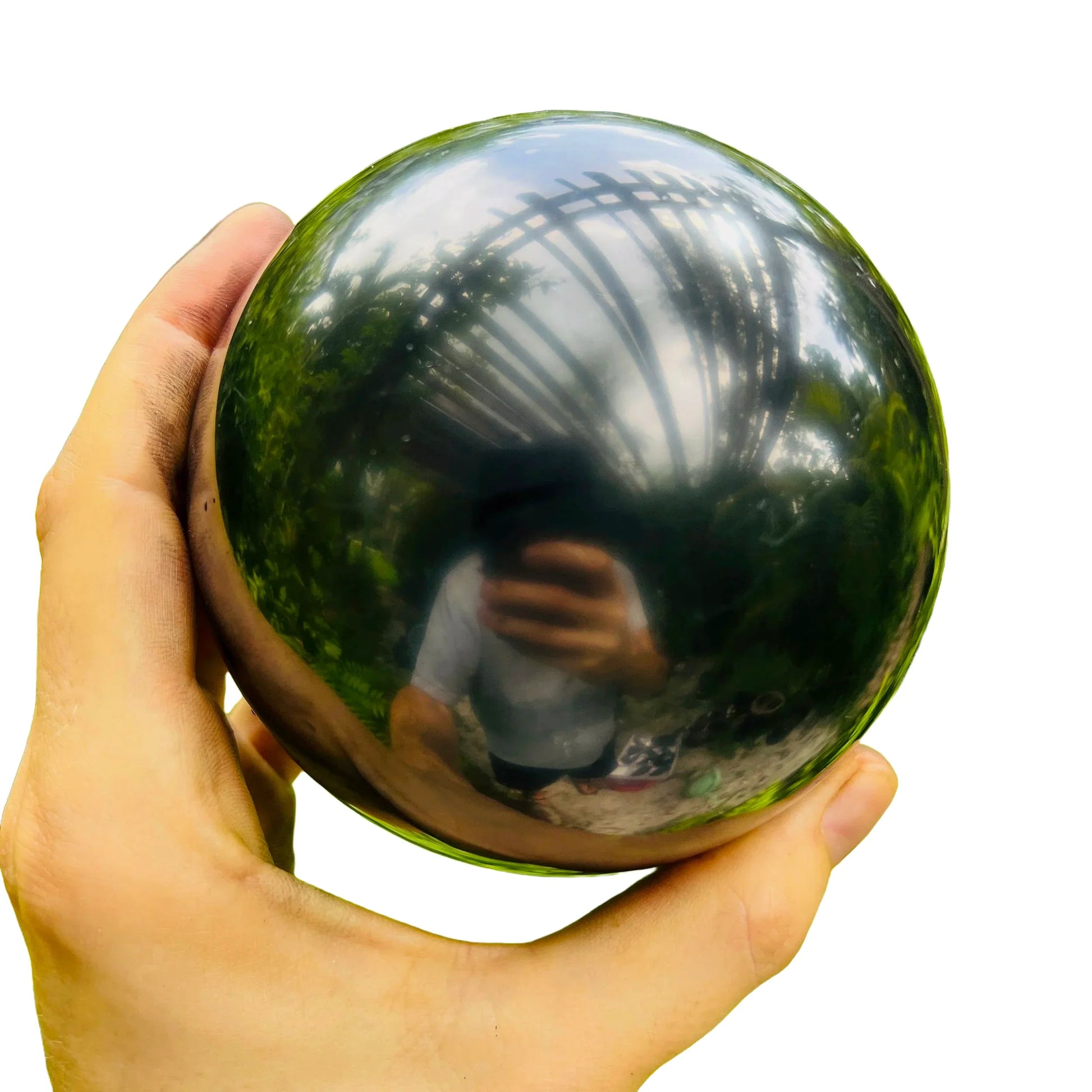 Reverse side of black Shungite polished sphere, sourced from Republic of Karélia, Russia.