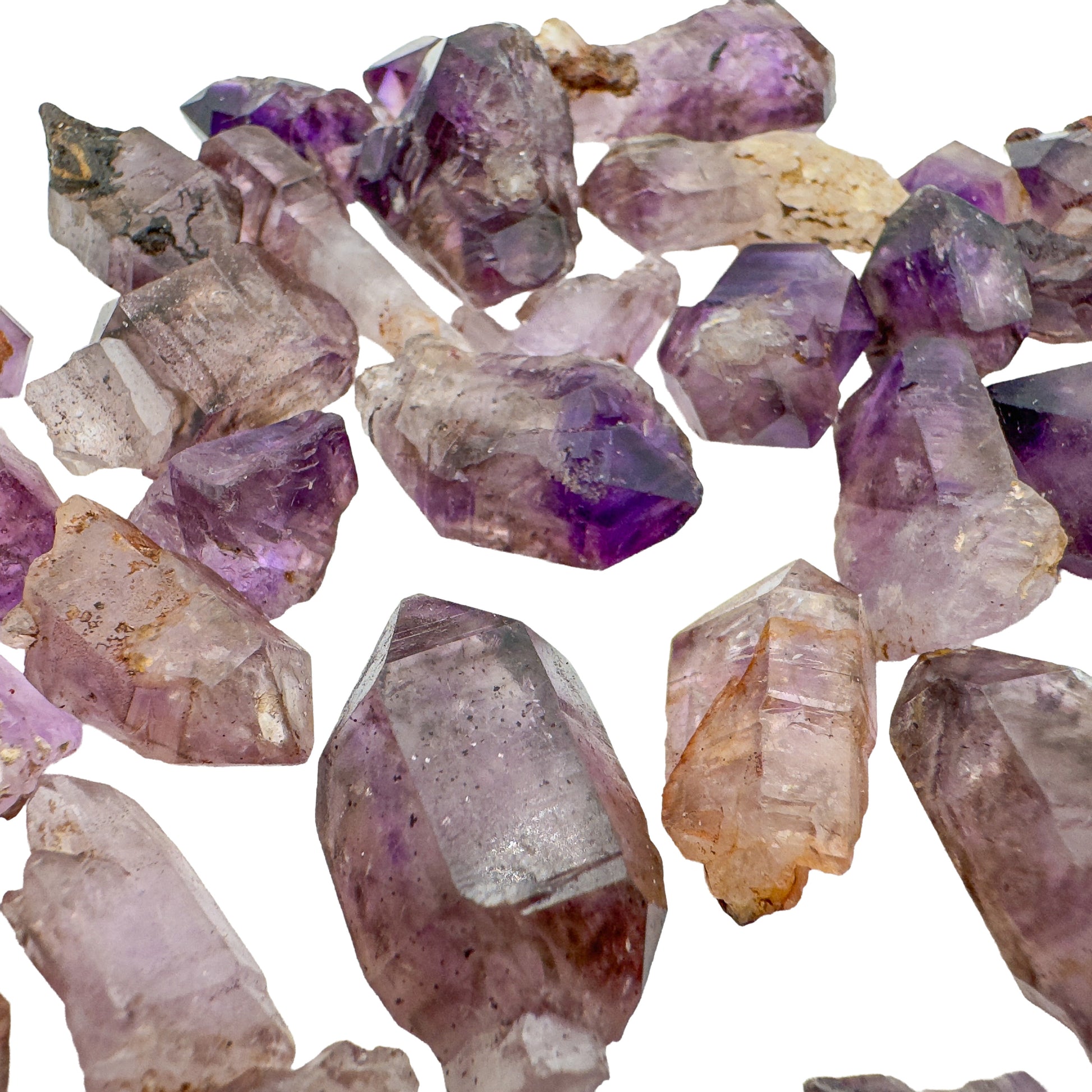 Smoky amethyst raw crystal points, A Grade, sourced from Masvingo, Zimbabwe
