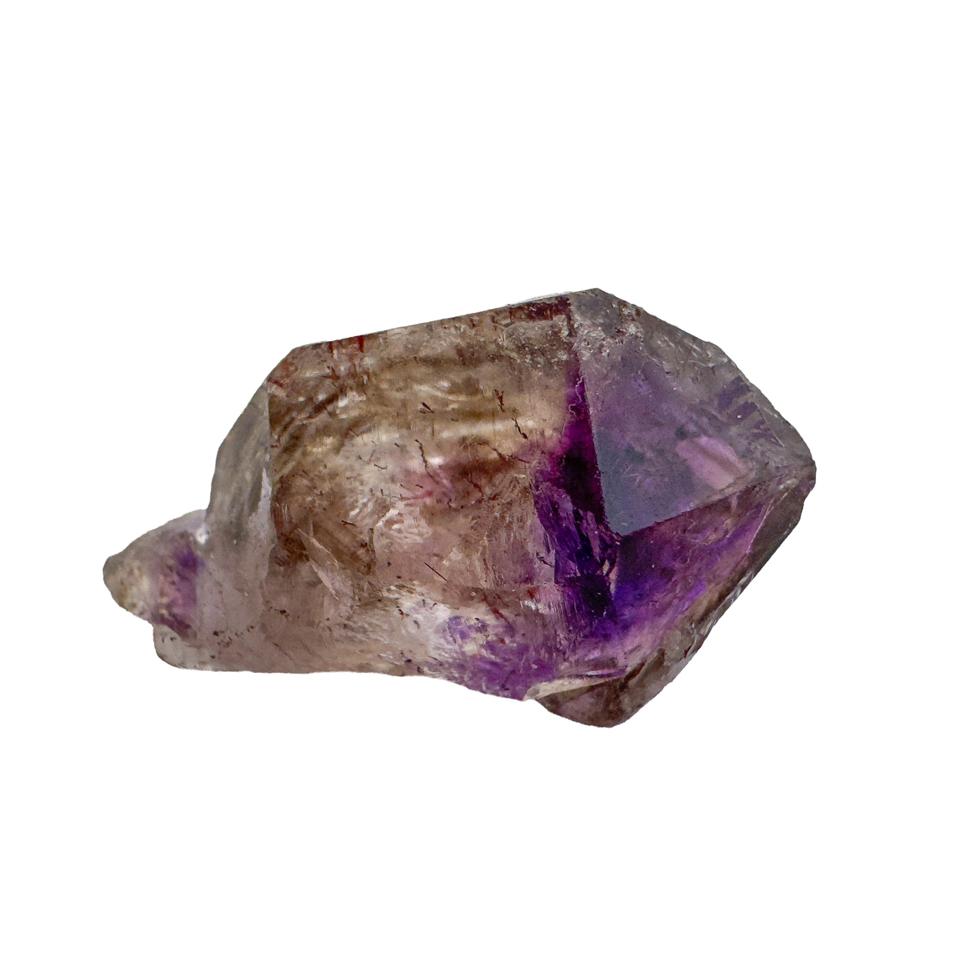 Smoky amethyst raw crystal points in mixed purple and smoky tones, Zimbabwe