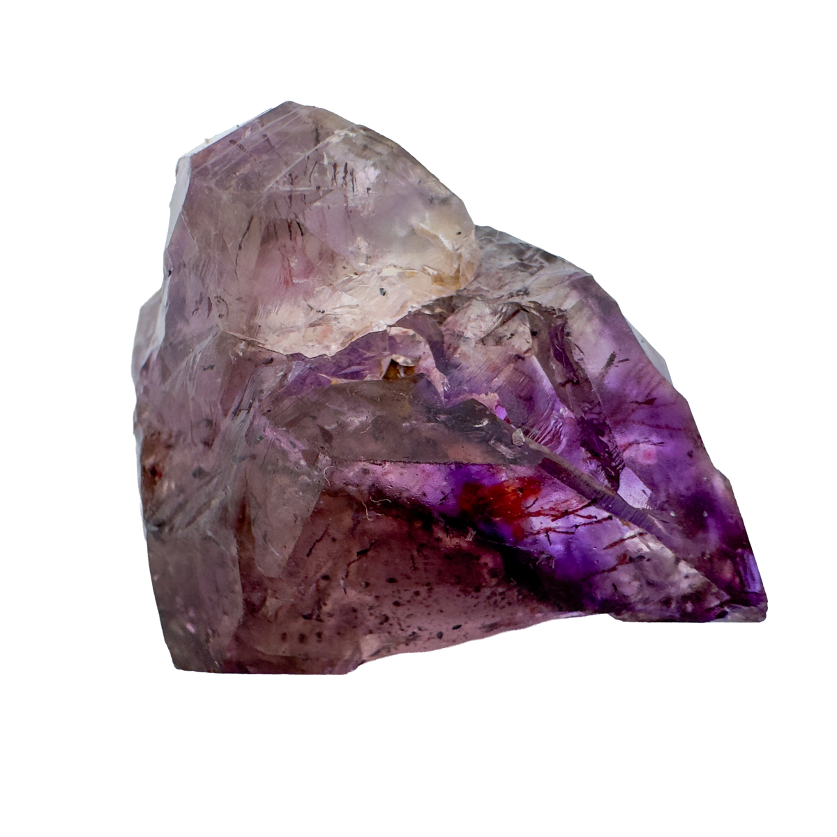 Close detail of A Grade Smoky Amethyst raw crystal points from Masvingo, Zimbabwe