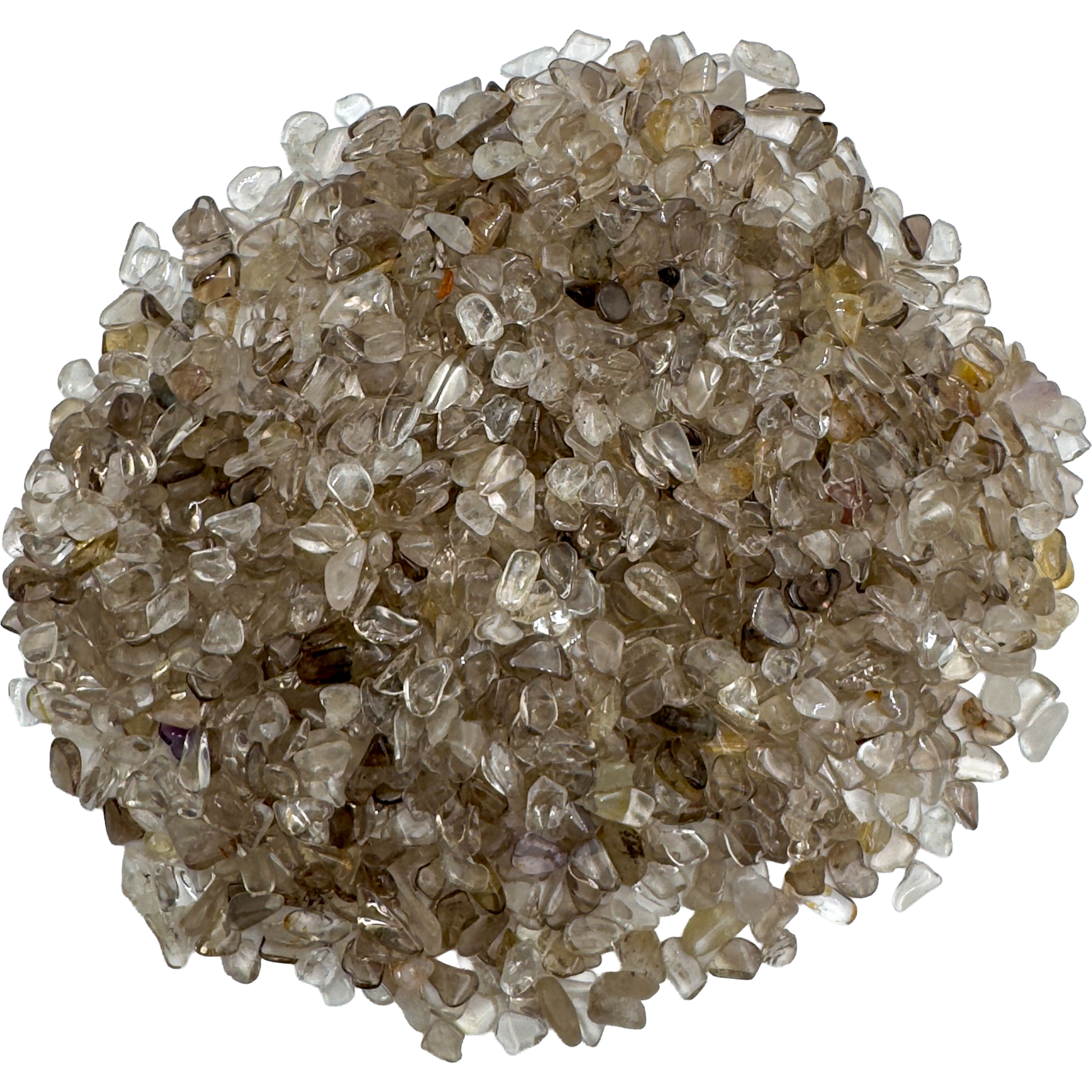 Side perspective of Grade A Smoky Quartz polished chip, kept near for Grounding.