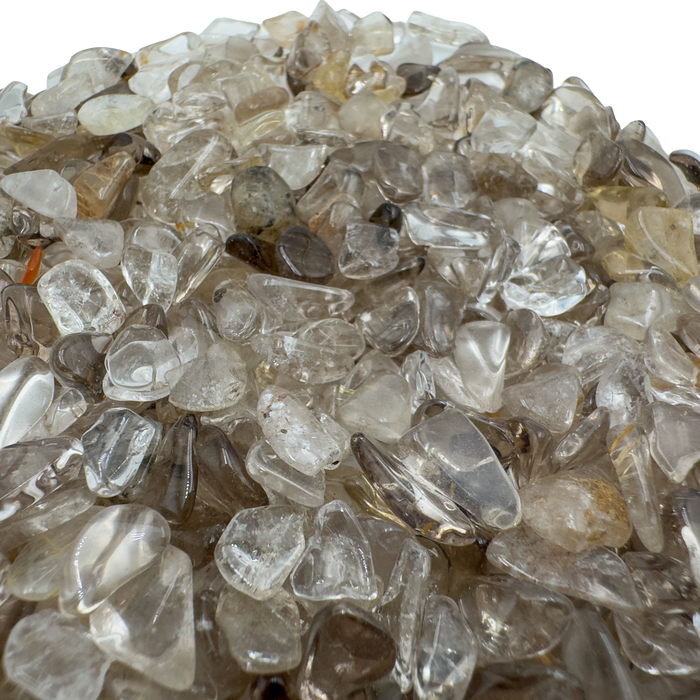 Open-palm view of Smoky Quartz stone, shown at hand scale.
