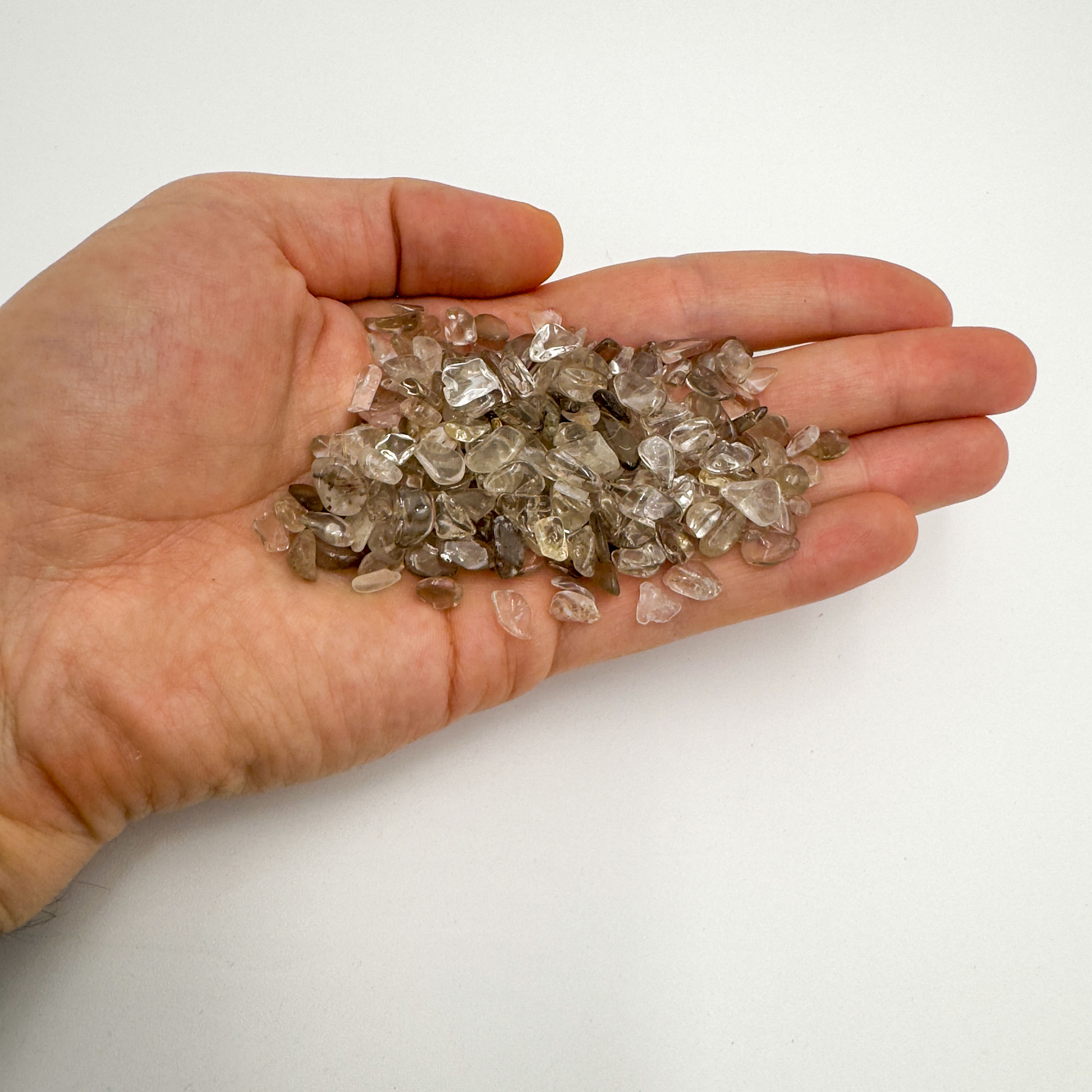 Close detail of smoky quartz chip translucence