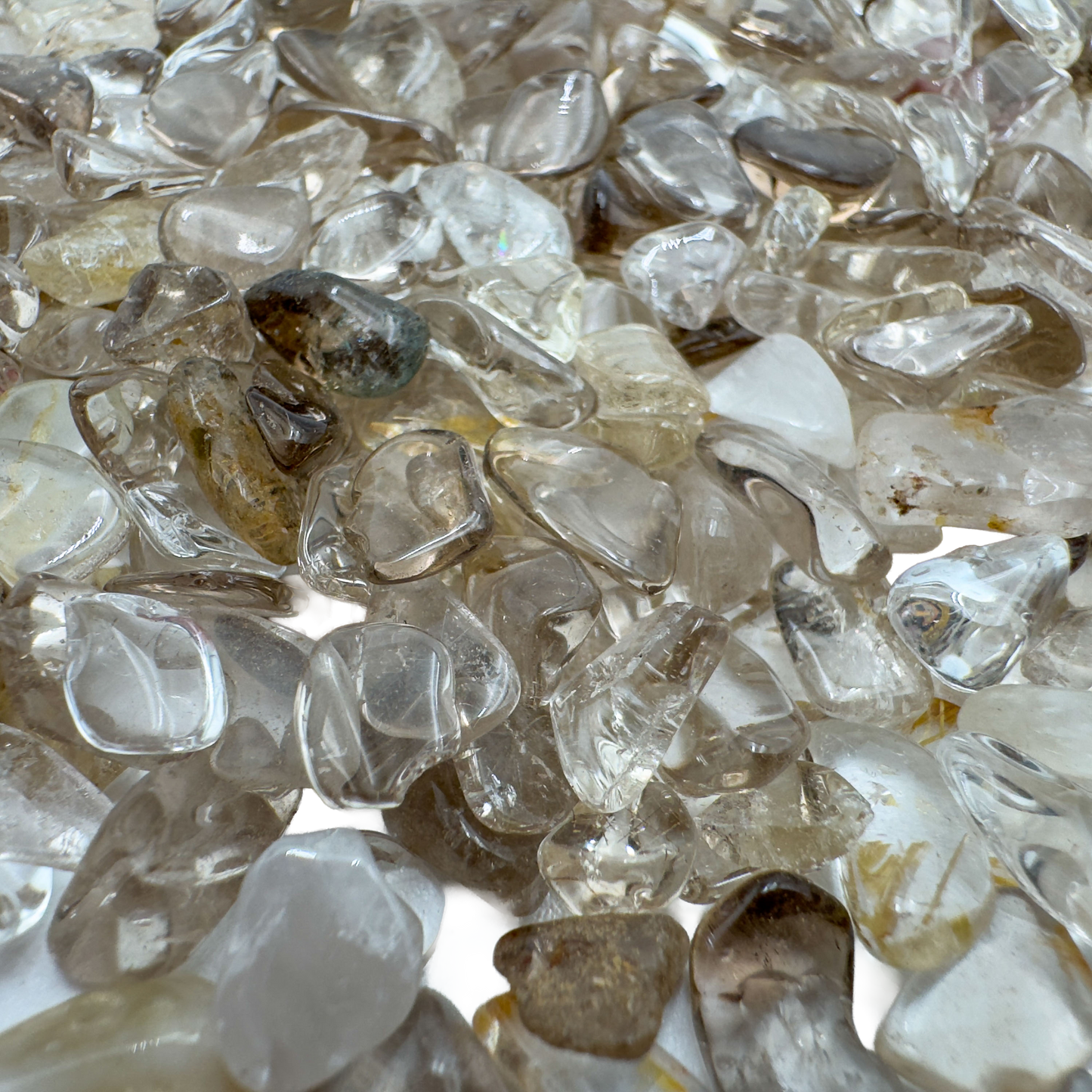 Top-side view of Smoky Quartz polished chip, showing color depth.