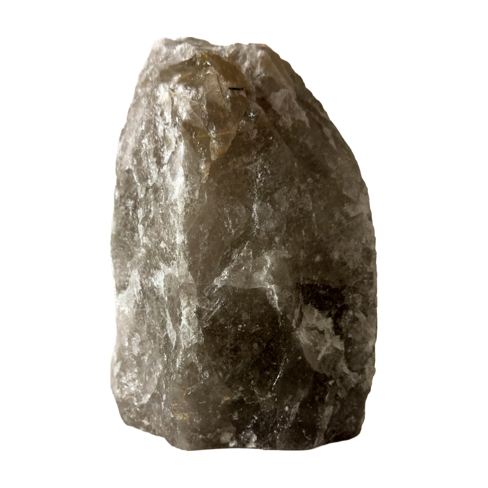 Smoky quartz crystal lamp, alternate angle, ethically sourced from Minas Gerais, Brazil