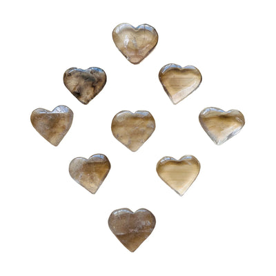 Smoky Quartz Crystal Hearts to support Anxiety Relief, Calm & Cleansing — brown polished, natural unheated, A Brazil-sourced