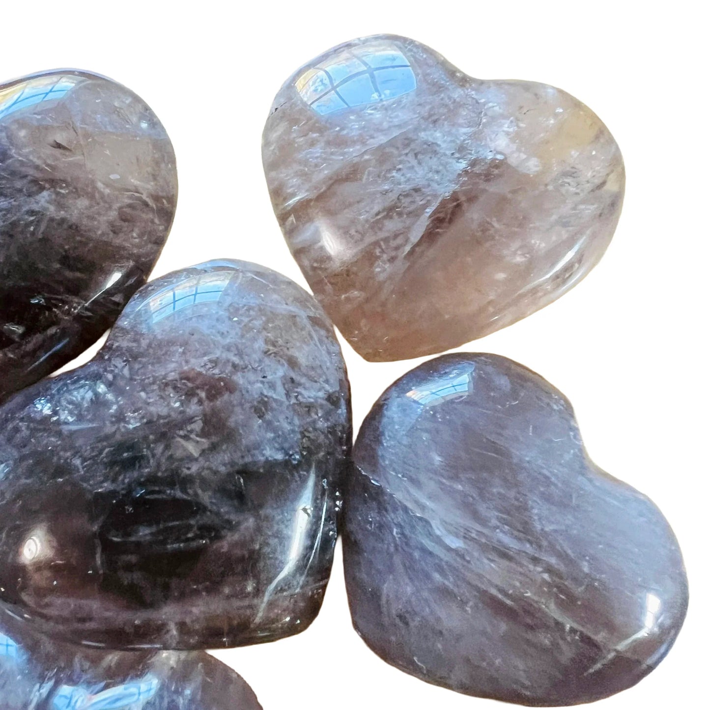 Full profile of Grade AA Smoky Quartz heart ready to ship from Beyond Bohemian