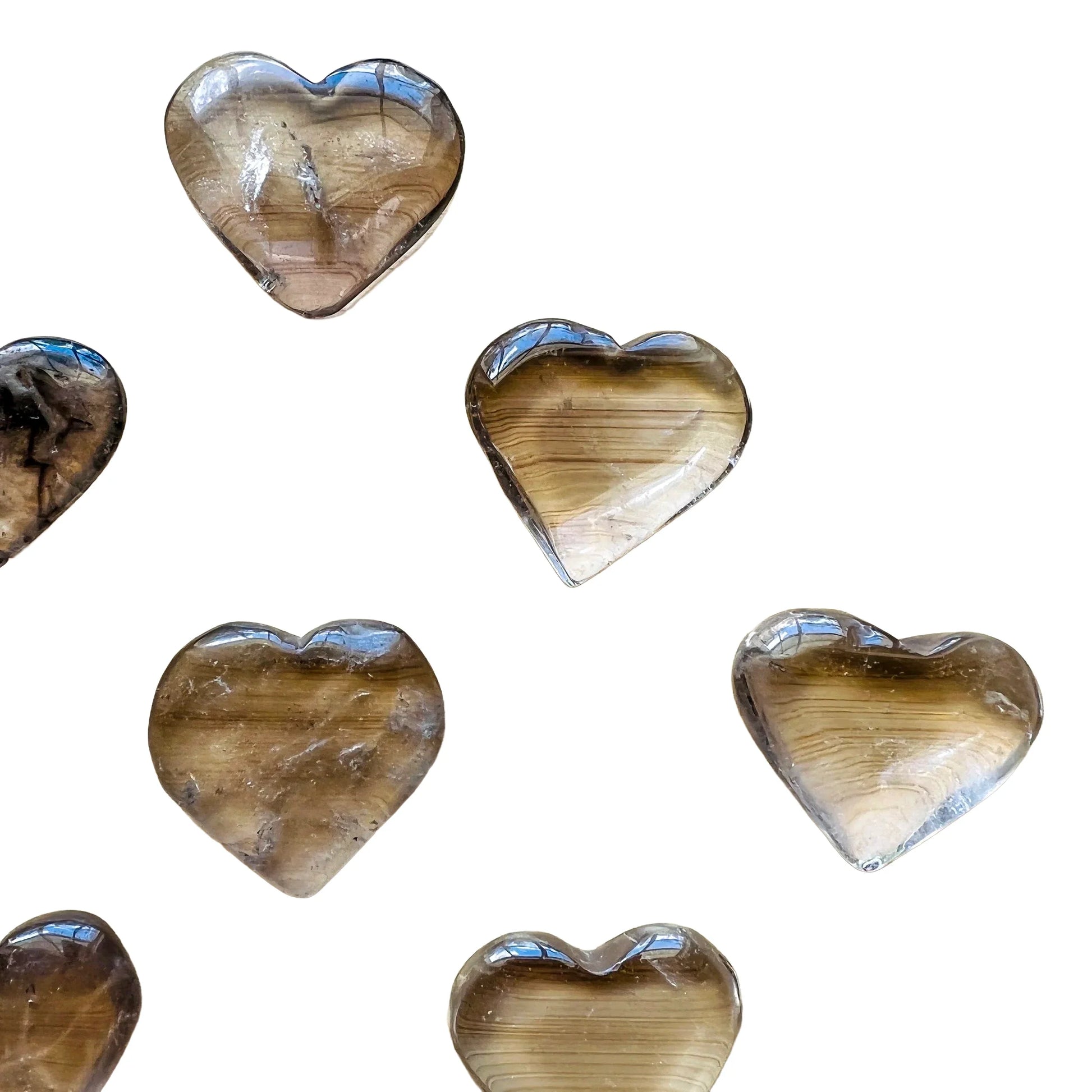Opposite side of brown Smoky Quartz polished heart, hand-selected from Minas Gerais, Brazil.