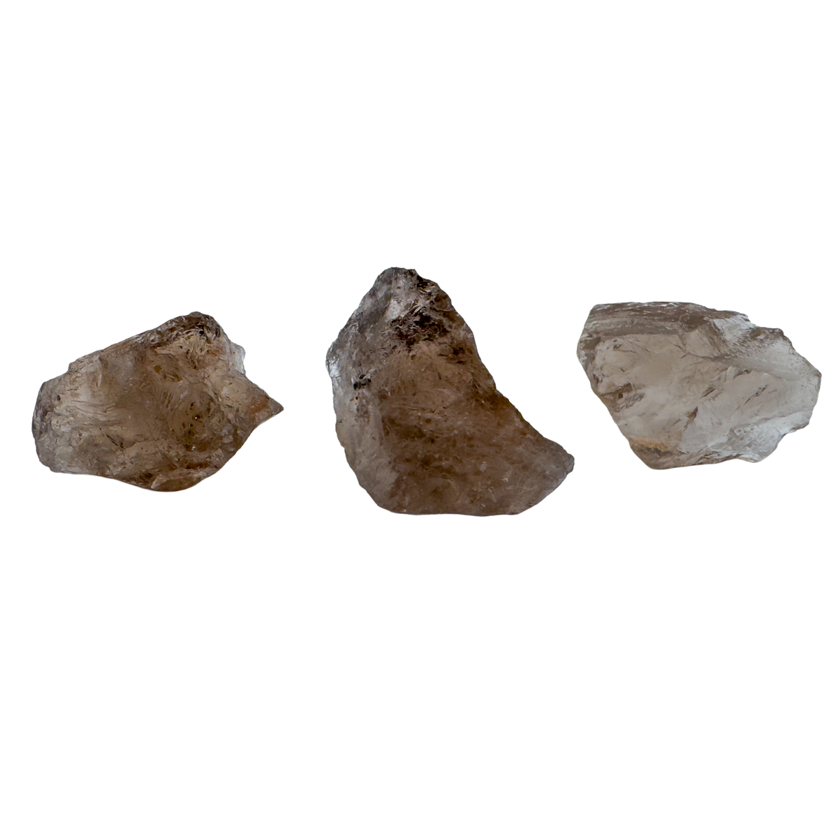 Three AA Grade Smoky Quartz raw crystals from Brazil