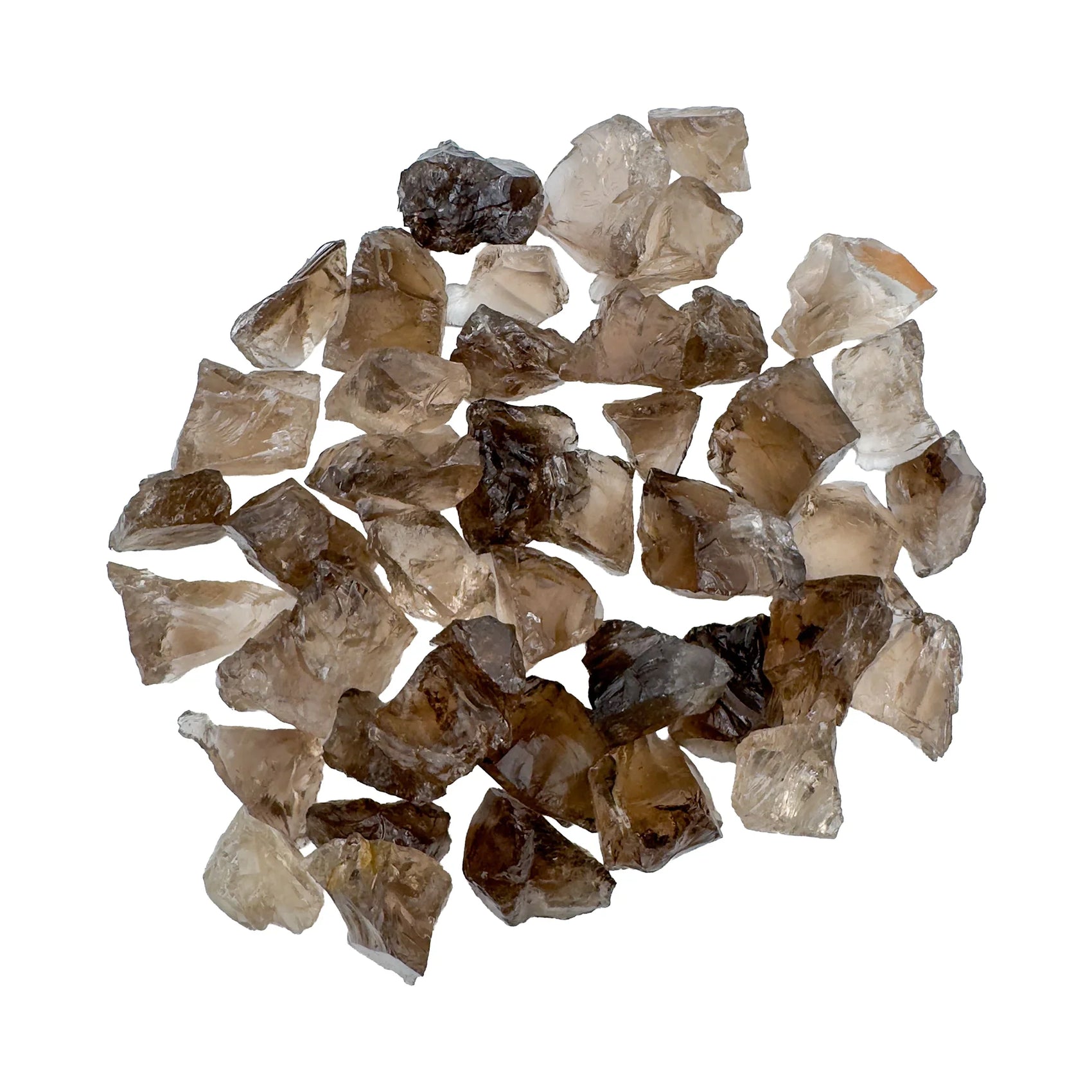 Grain detail of brown Smoky Quartz raw stone, showing characteristic patterning, carried for Grounding.
