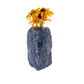 Sodalite crystal vase in deep blue stone with white calcite veining, A grade, Minas Gerais Brazil, view 2