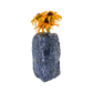 Sodalite crystal vase in deep blue stone with white calcite veining, A grade, Minas Gerais Brazil, view 2