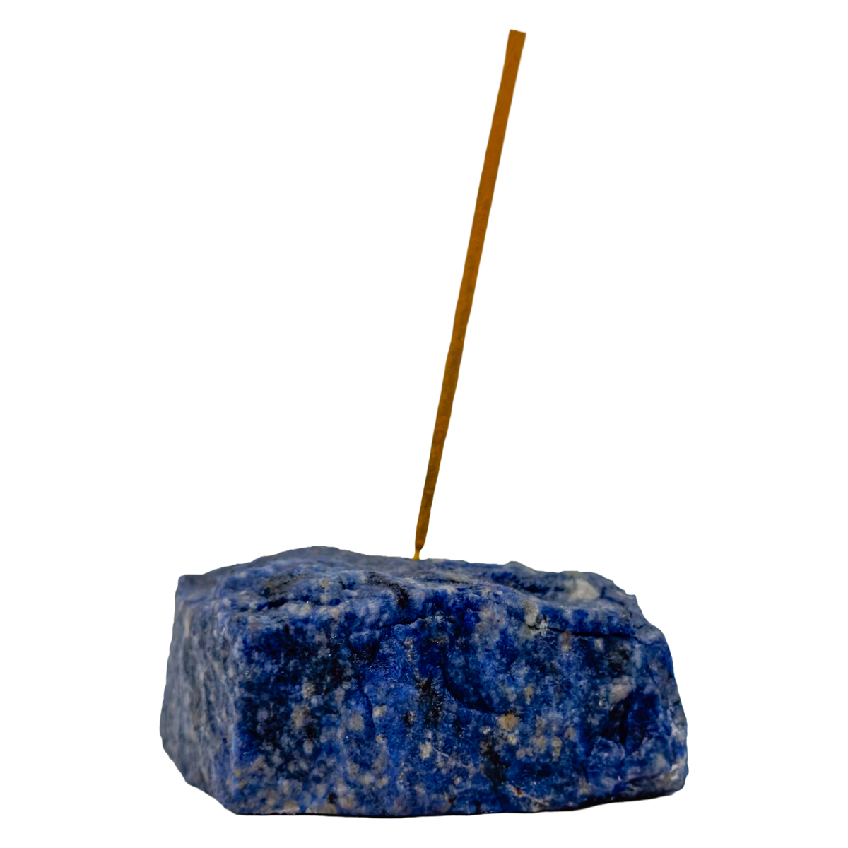 Polished Sodalite incense holder from Brazil, alternate view