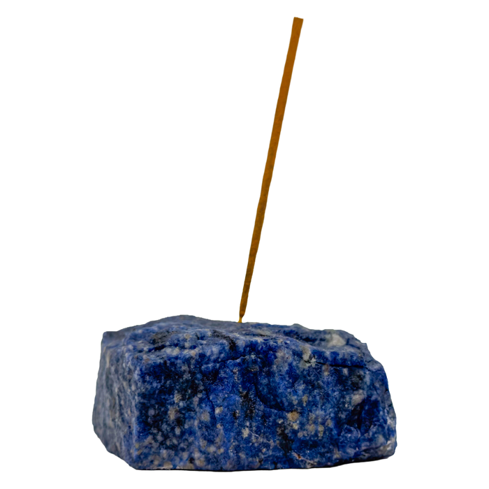 Polished Sodalite incense holder from Brazil, alternate view