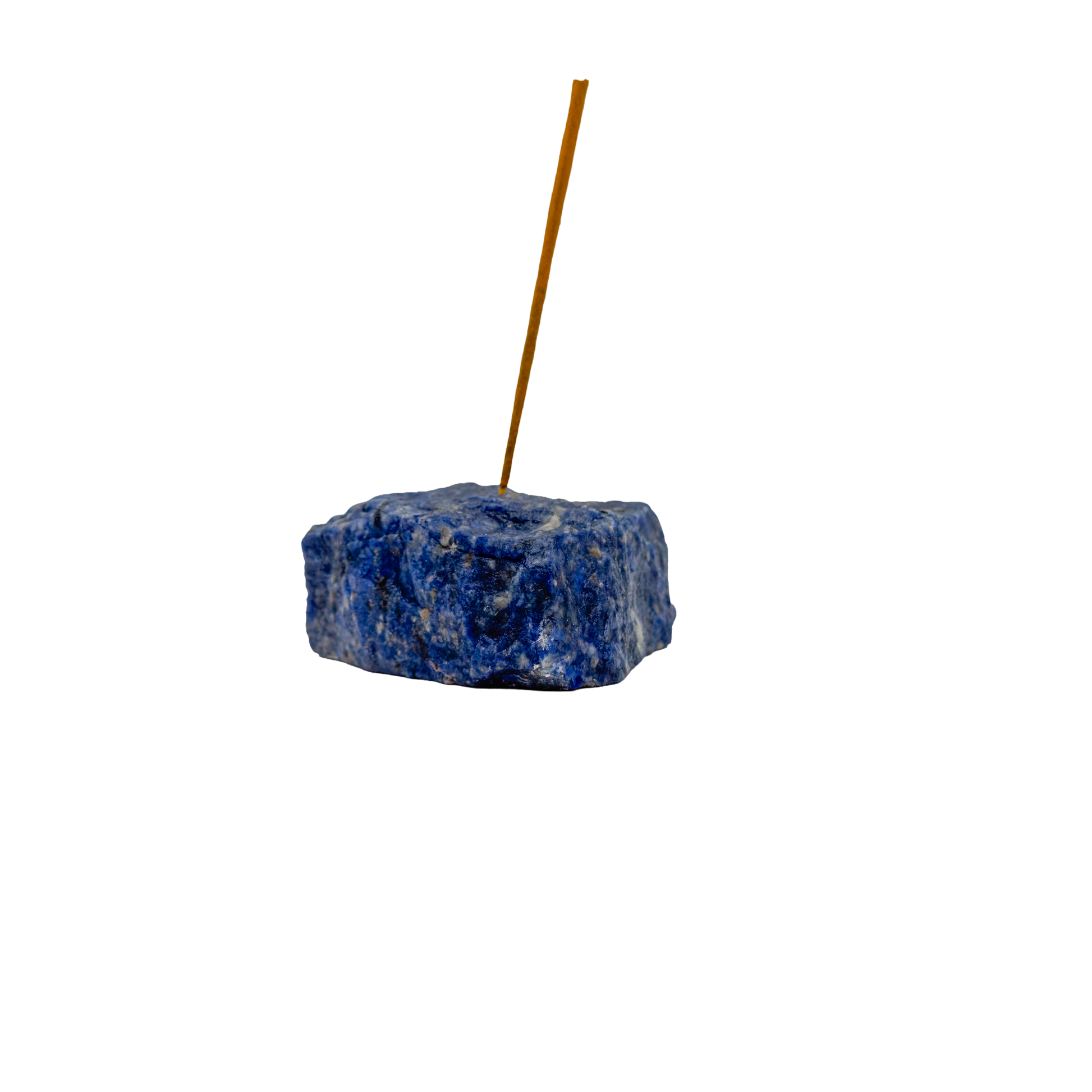 Polished Sodalite incense holder from Brazil, alternate view