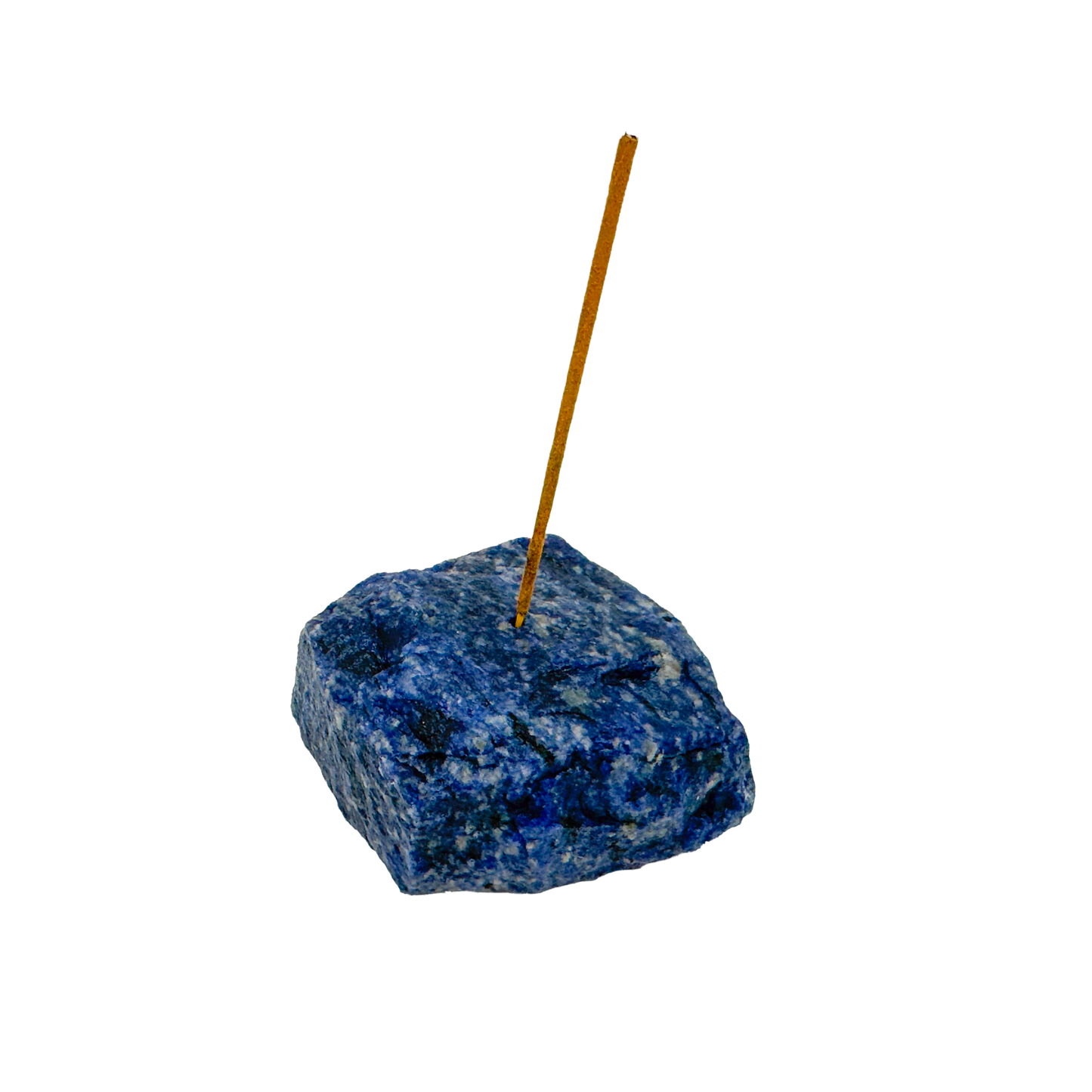 Polished Sodalite incense holder from Brazil, alternate view
