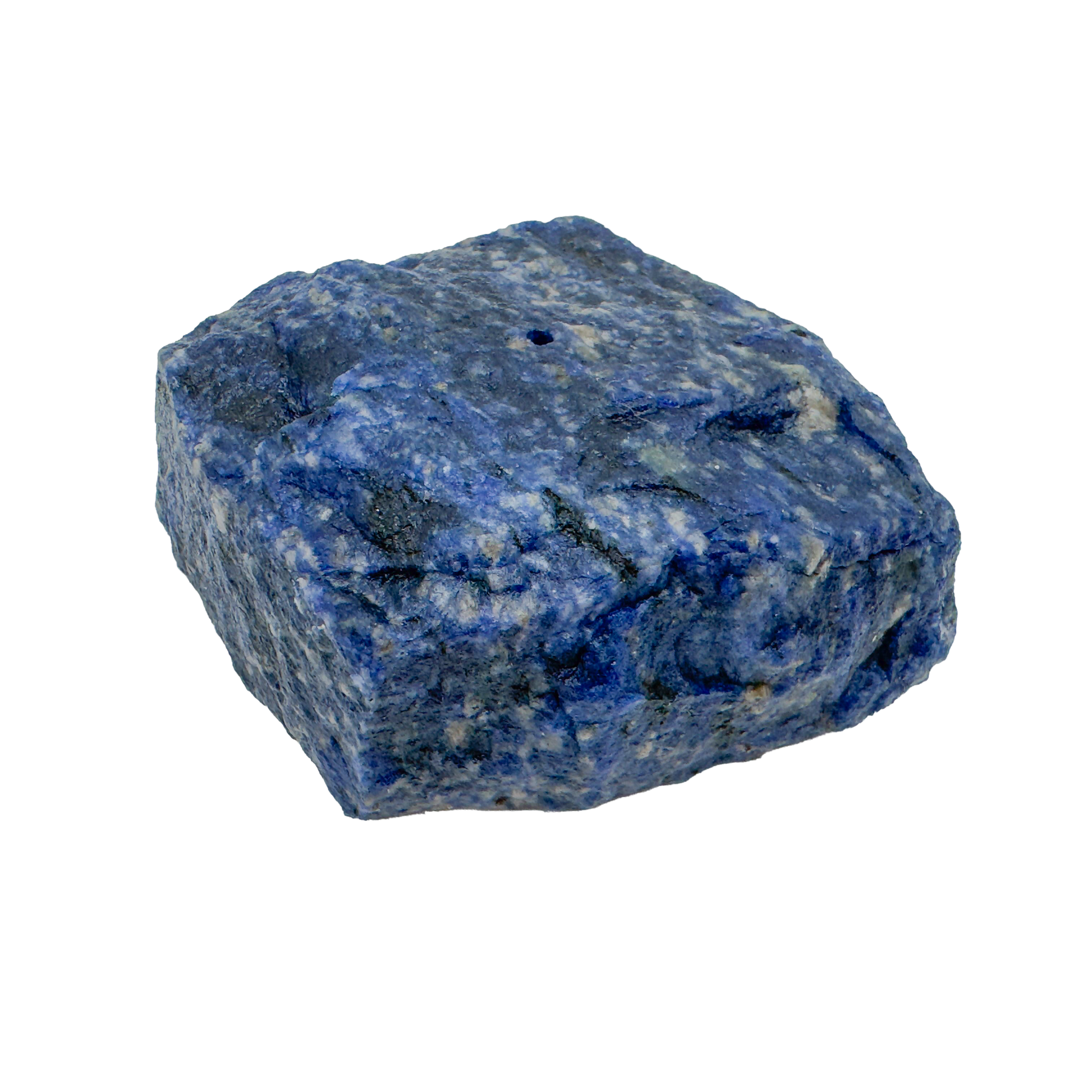 Polished Sodalite incense holder from Minas Gerais, Brazil, blue stone with a centre hole for a stick of incense