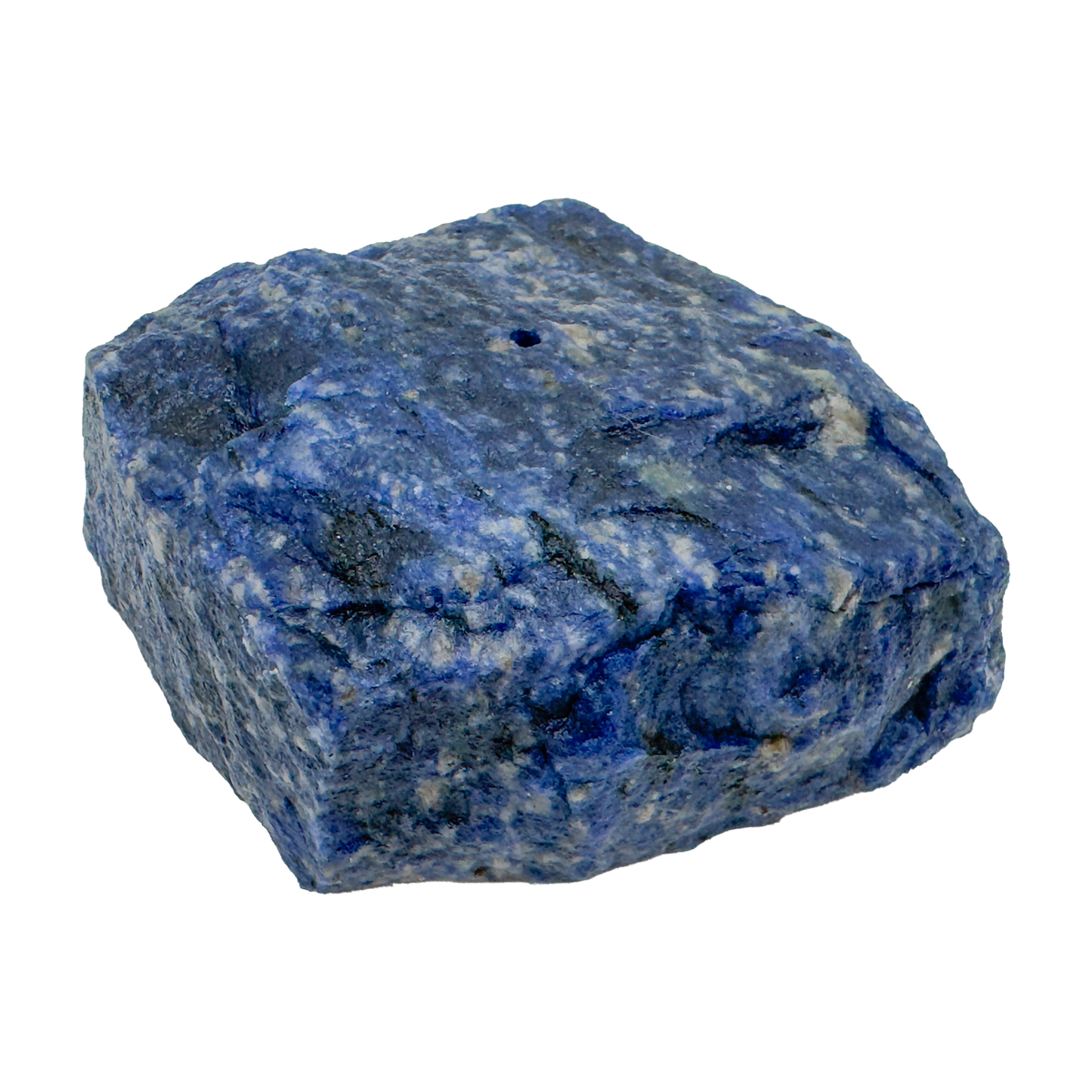 Polished Sodalite incense holder from Minas Gerais, Brazil, blue stone with a center hole for a stick of incense