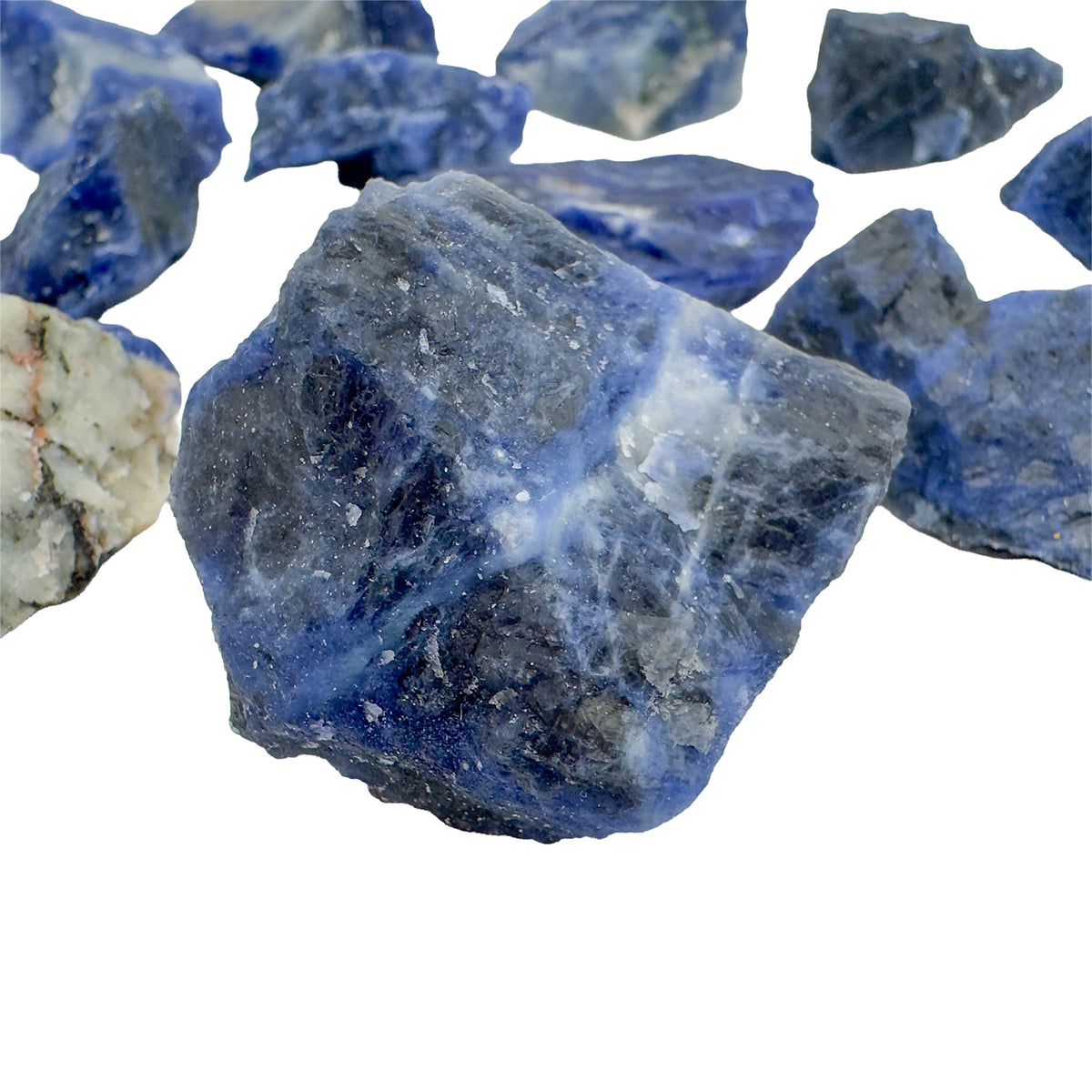 Natural unpolished Sodalite chunks, Grade AA, rich blue tone