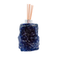 Sodalite reed oil diffuser from Brazil, deep royal blue stone with white calcite veining and chrome collar