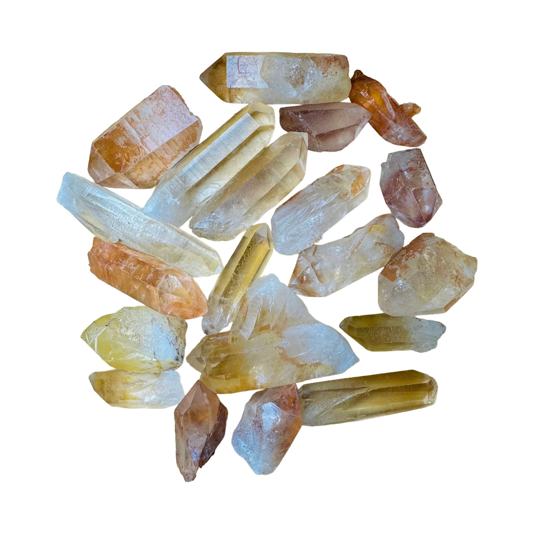 Tangerine Lemurian Quartz Crystal Points for Cleansing, Intuition & Manifestation — clear natural, AA grade from Brazil