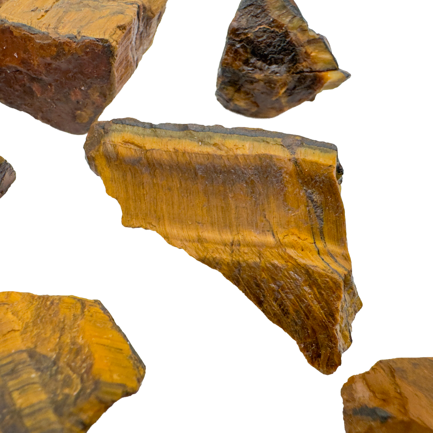 Tiger Eye rough piece with silky gold shimmer catching directional light, A grade South Africa