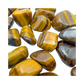 Hand-scale view of Tiger Eye tumbled stone, A grade from South Africa