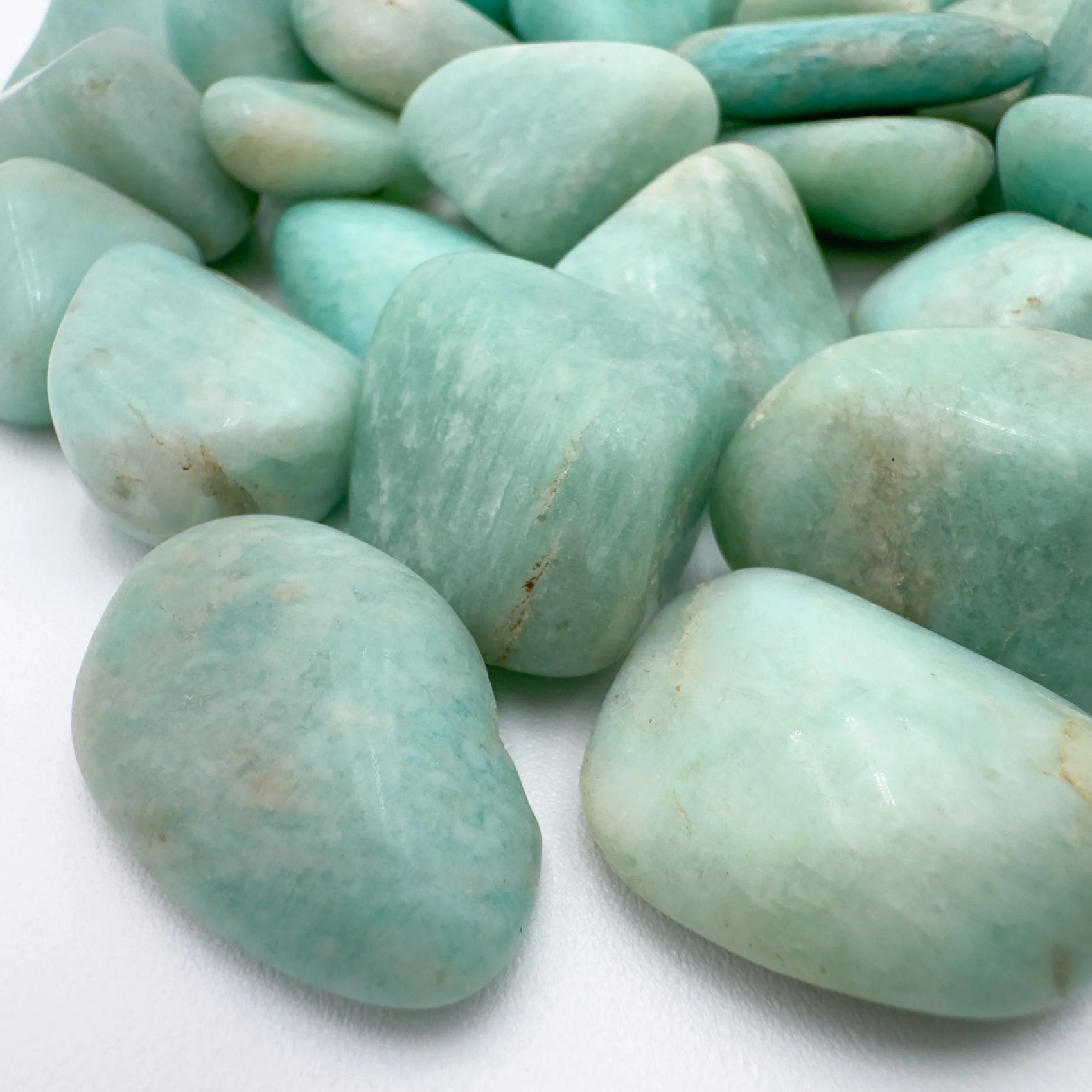 Amazonite tumbled stone from Brazil with Blue, Green color, polished finish for mindful calm