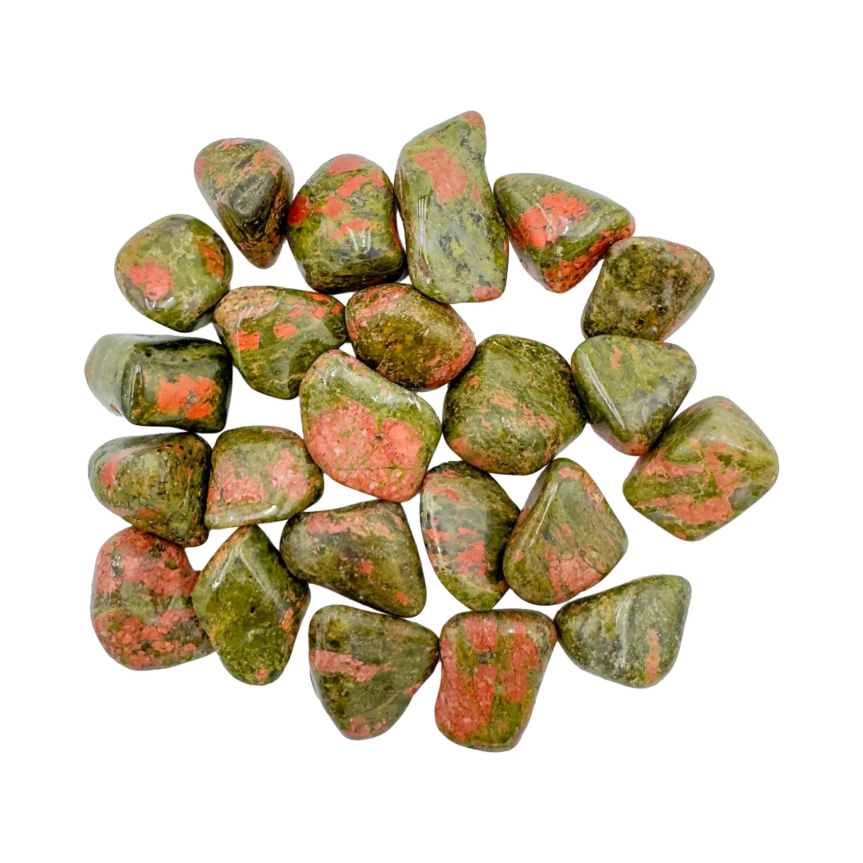Tumbled Unakite Crystals to support Emotional Healing, Grounding & Healing — green polished, AA grade from South Africa